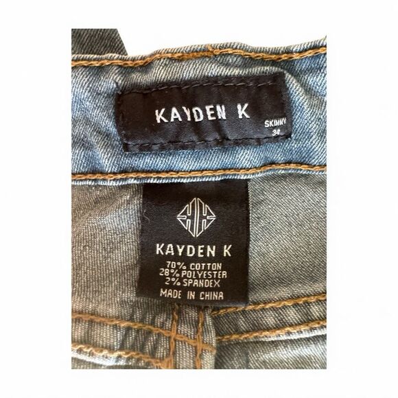 🔥4/$25 Kayden K Men’s Distressed Light Wash Skinny Jeans Size 34 Blue Denim - Picture 8 of 9